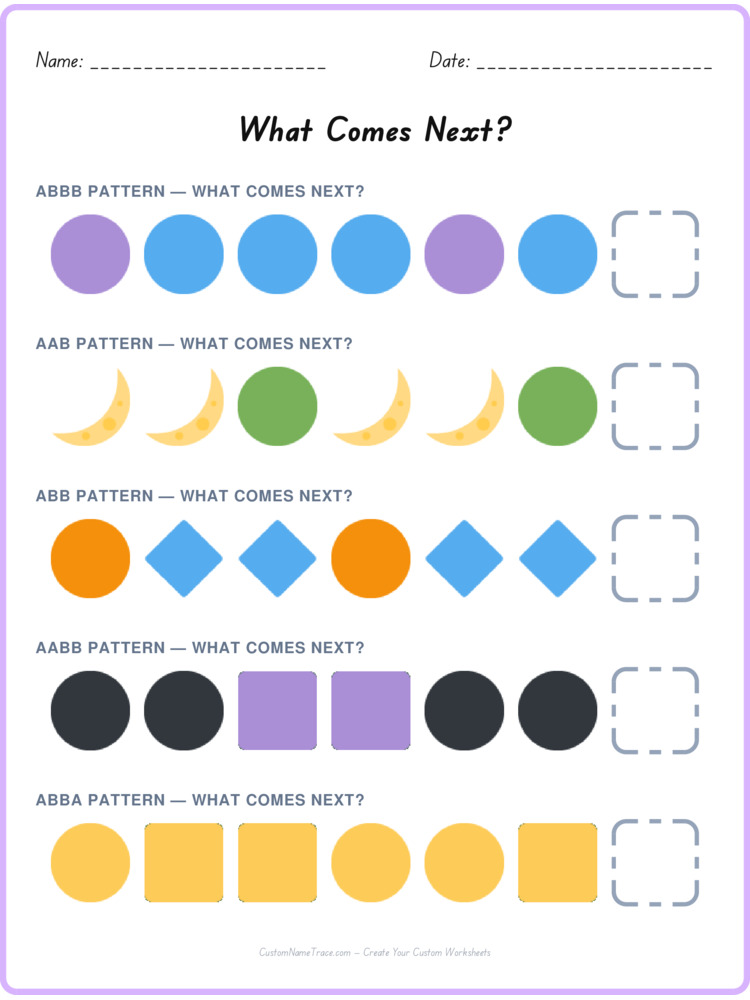 Mixed Review pattern worksheet 87 for kids