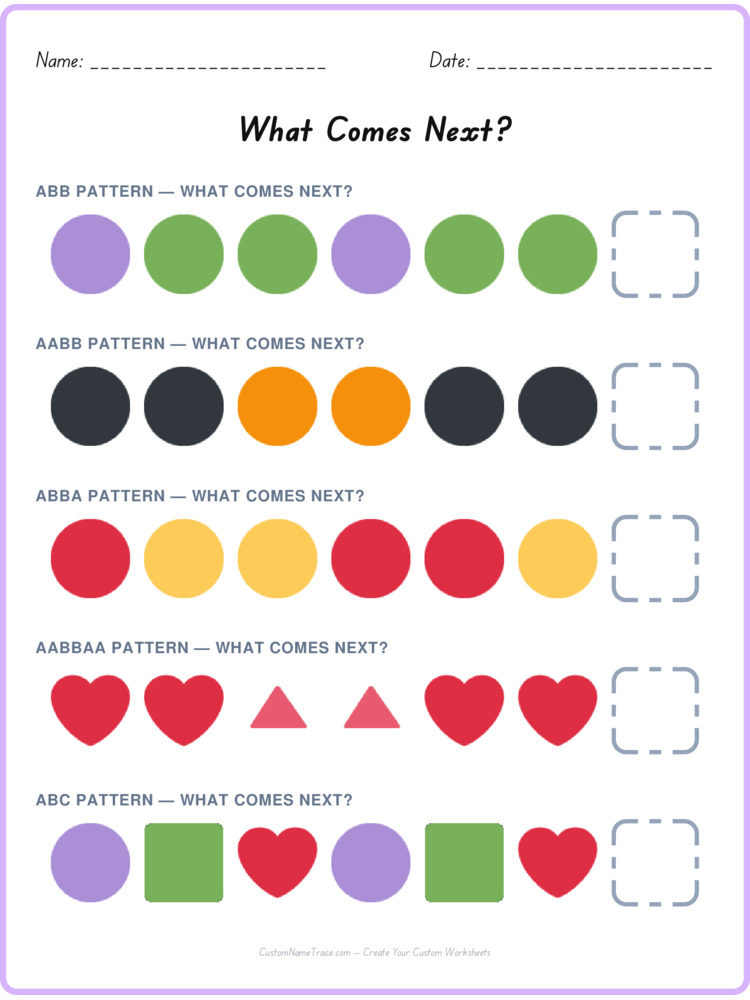 Mixed Review pattern worksheet 9 for kids