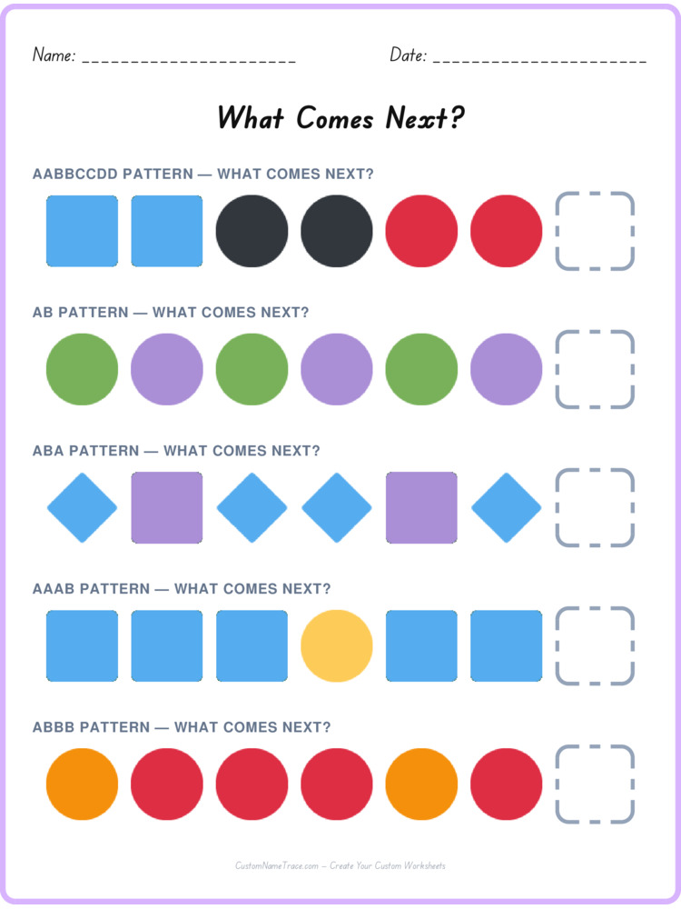 Mixed Review pattern worksheet 93 for kids