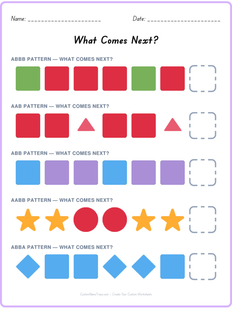 Mixed Review pattern worksheet 96 for kids