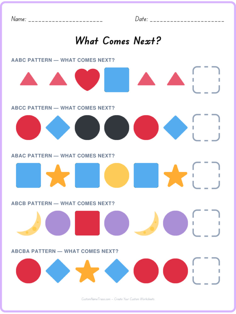 Mixed Review pattern worksheet 97 for kids