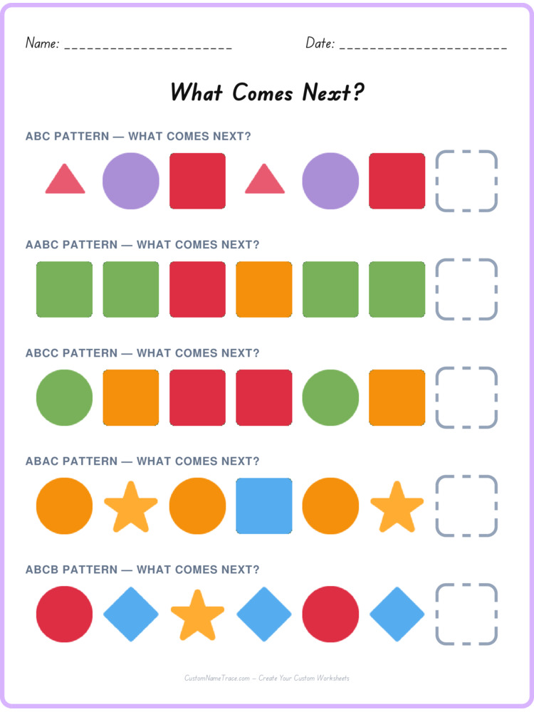 Mixed Review pattern worksheet 98 for kids