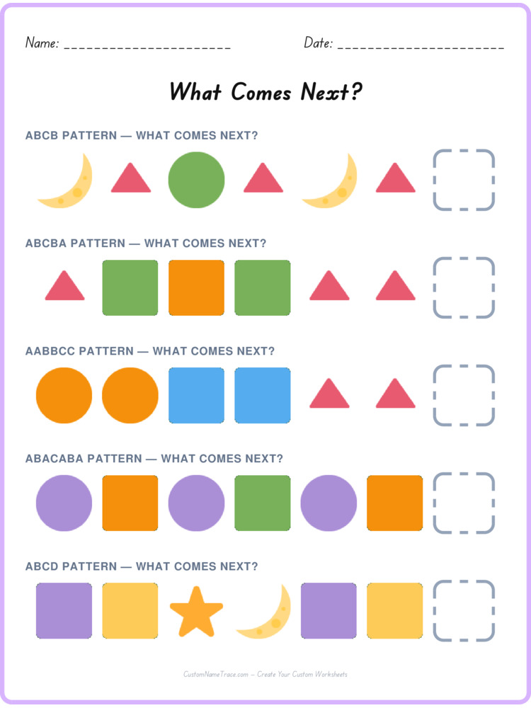 Mixed Review pattern worksheet 99 for kids