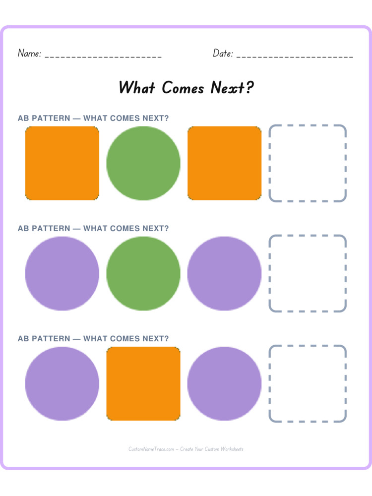 Mixed Review pattern worksheet 1 for kids