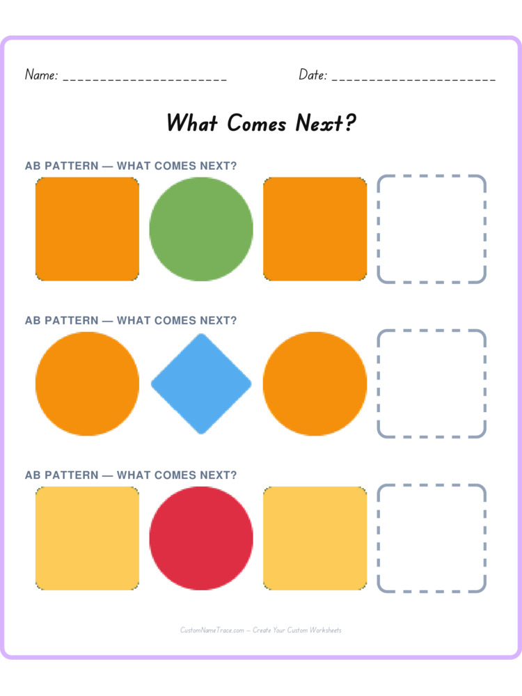 Mixed Review pattern worksheet 10 for kids