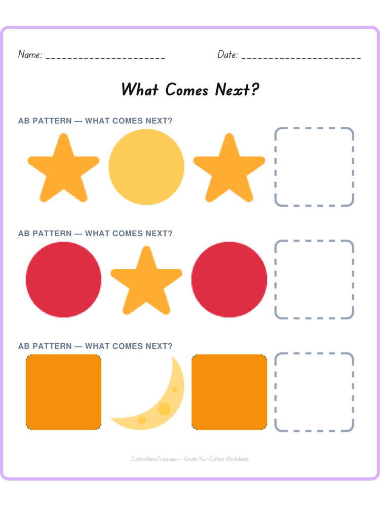 Mixed Review pattern worksheet 103 for kids