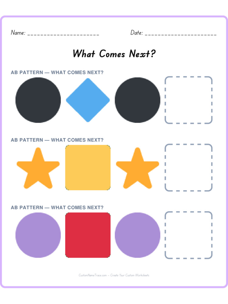 Mixed Review pattern worksheet 105 for kids