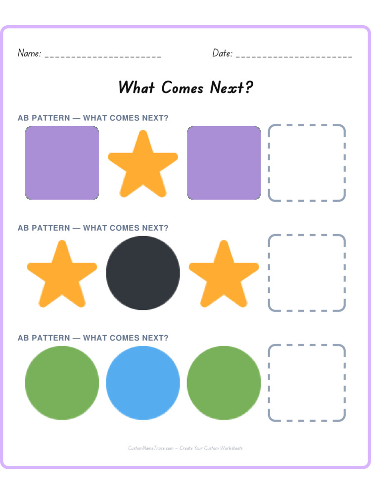 Mixed Review pattern worksheet 107 for kids