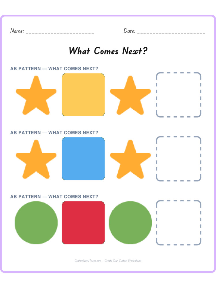 Mixed Review pattern worksheet 110 for kids