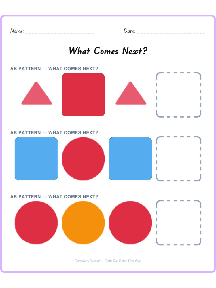 Mixed Review pattern worksheet 12 for kids