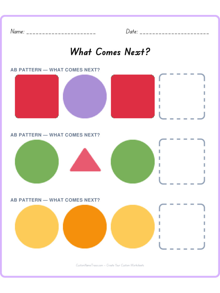 Mixed Review pattern worksheet 121 for kids