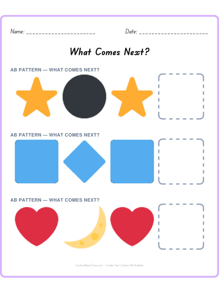 Mixed Review pattern worksheet 122 for kids