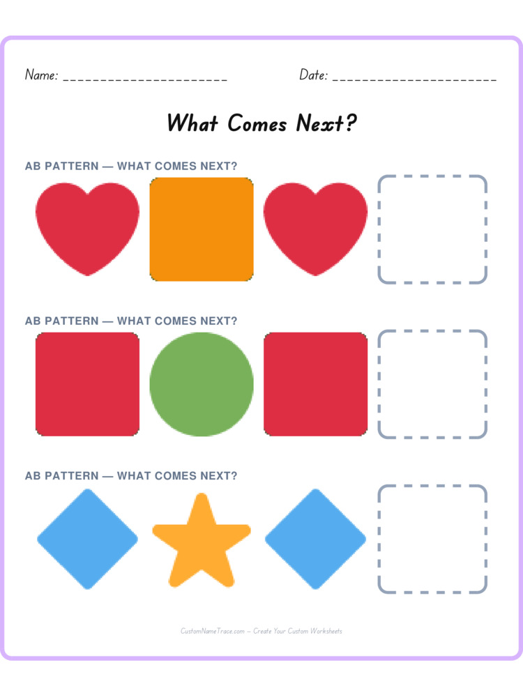 Mixed Review pattern worksheet 123 for kids
