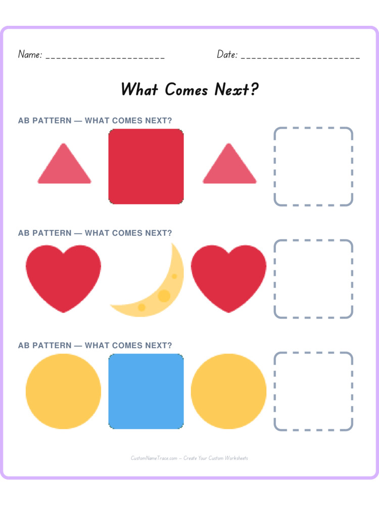 Mixed Review pattern worksheet 125 for kids