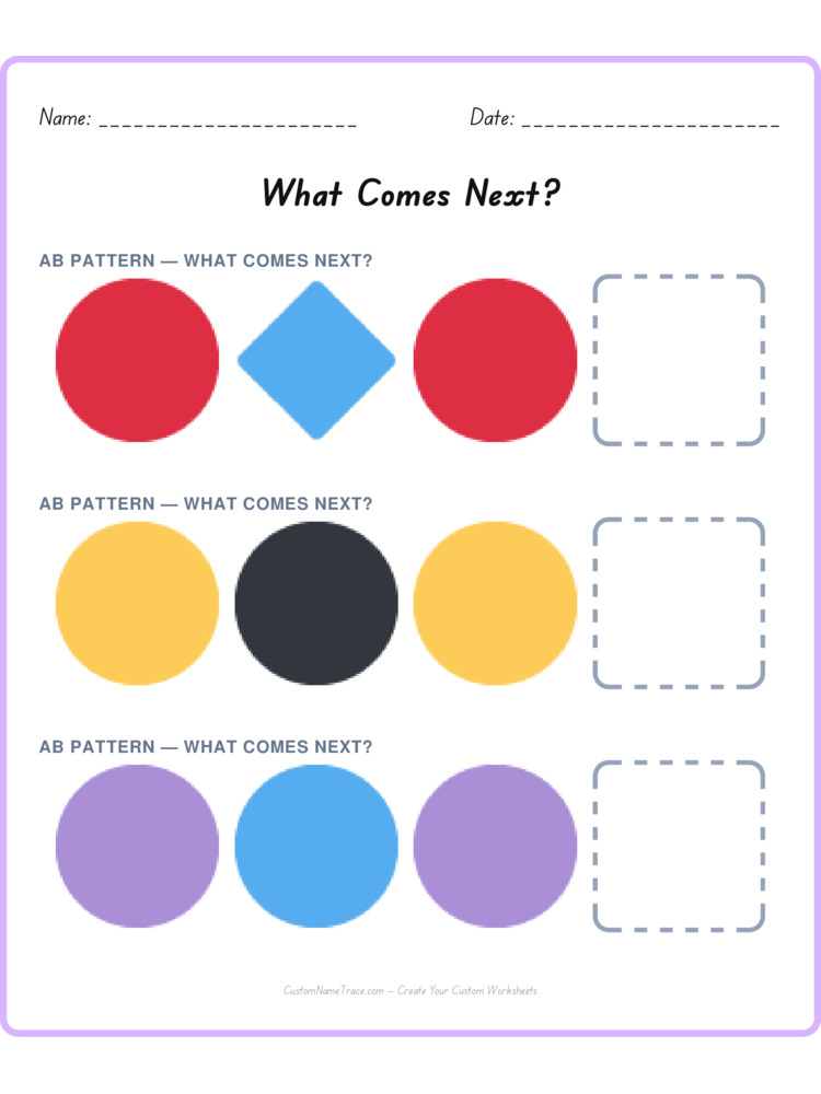 Mixed Review pattern worksheet 126 for kids