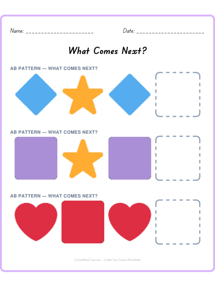 Mixed Review pattern worksheet 128 for kids