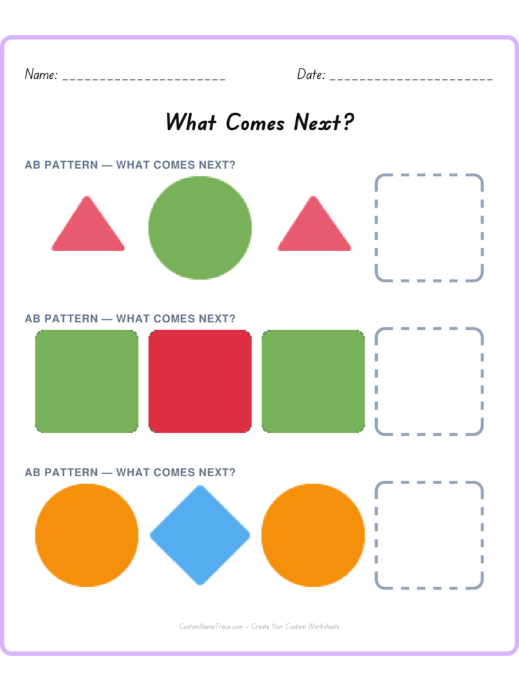 Mixed Review pattern worksheet 129 for kids