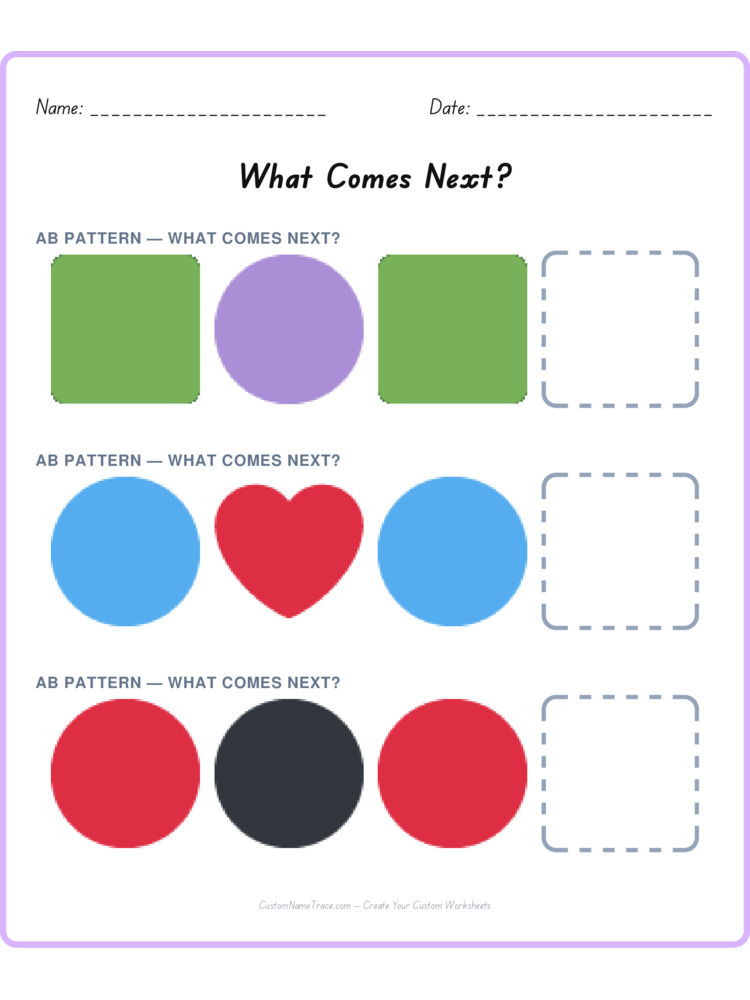 Mixed Review pattern worksheet 130 for kids