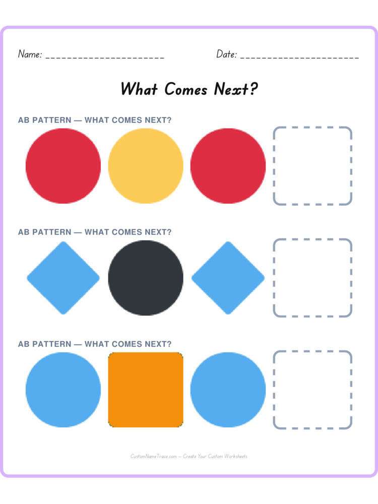 Mixed Review pattern worksheet 131 for kids