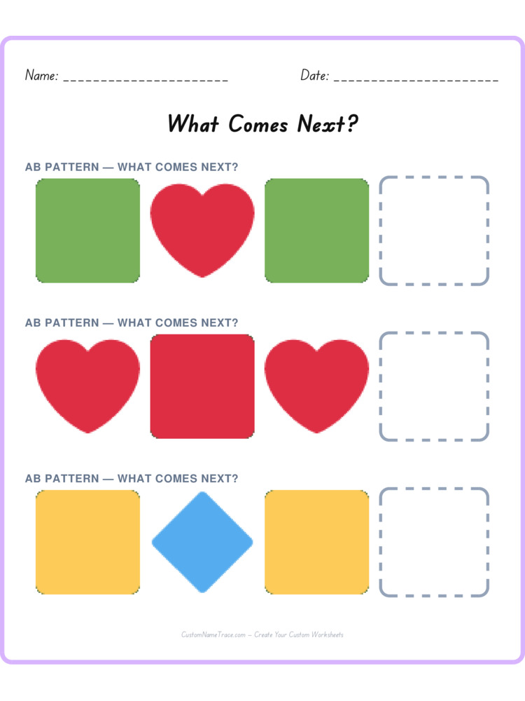 Mixed Review pattern worksheet 132 for kids