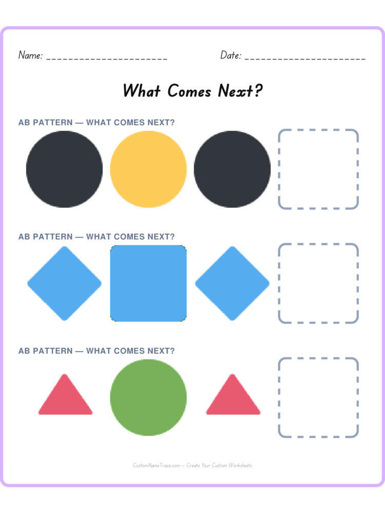 Mixed Review pattern worksheet 133 for kids