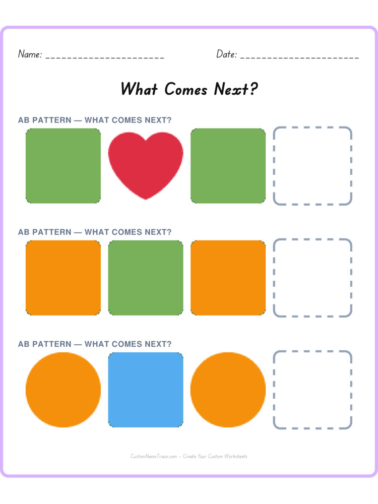 Mixed Review pattern worksheet 134 for kids