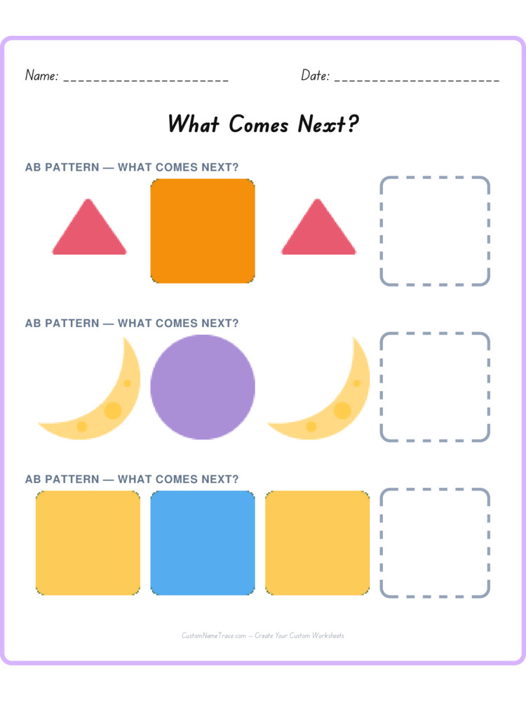 Mixed Review pattern worksheet 136 for kids
