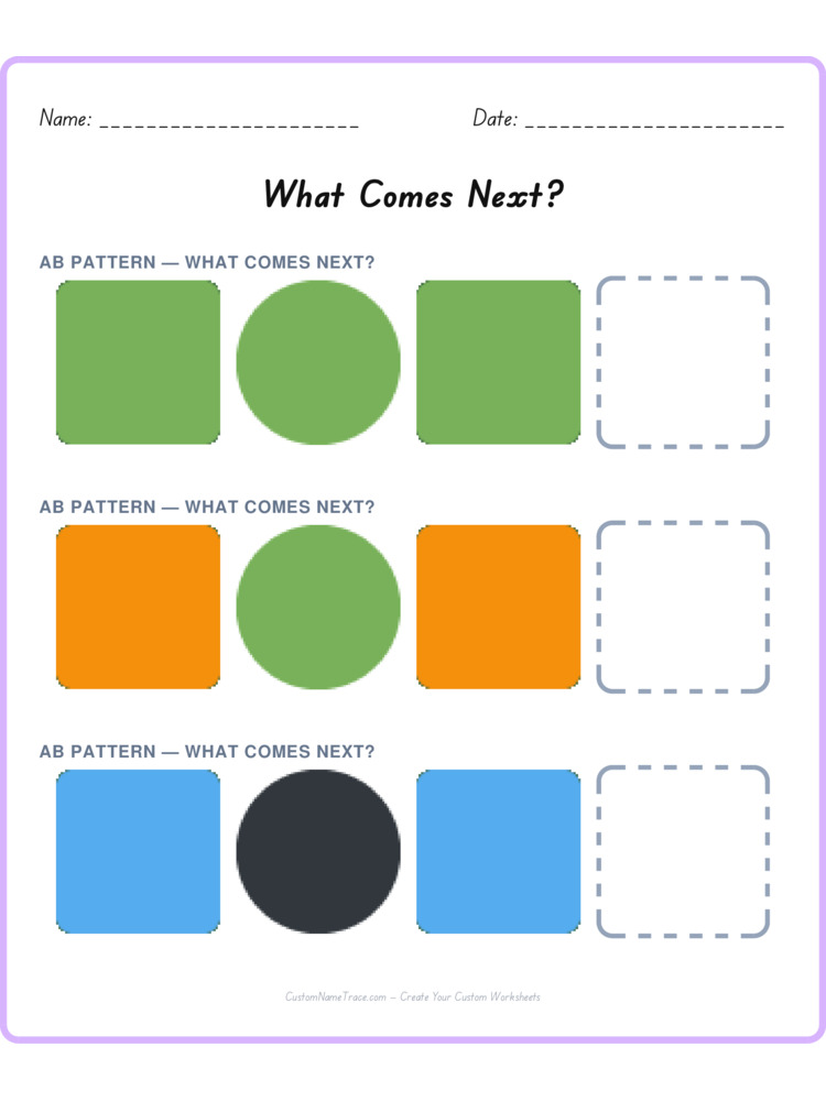 Mixed Review pattern worksheet 138 for kids