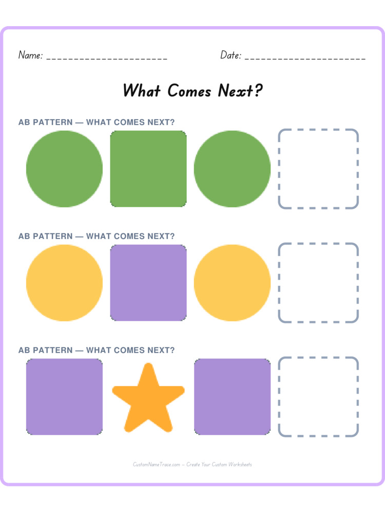 Mixed Review pattern worksheet 14 for kids