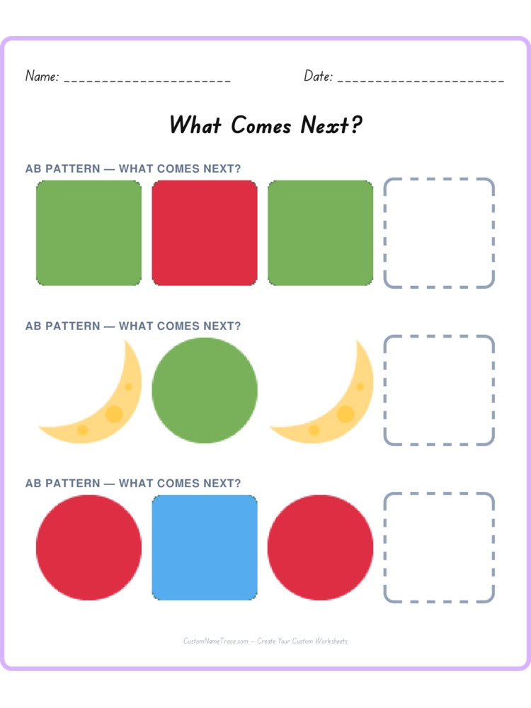 Mixed Review pattern worksheet 143 for kids