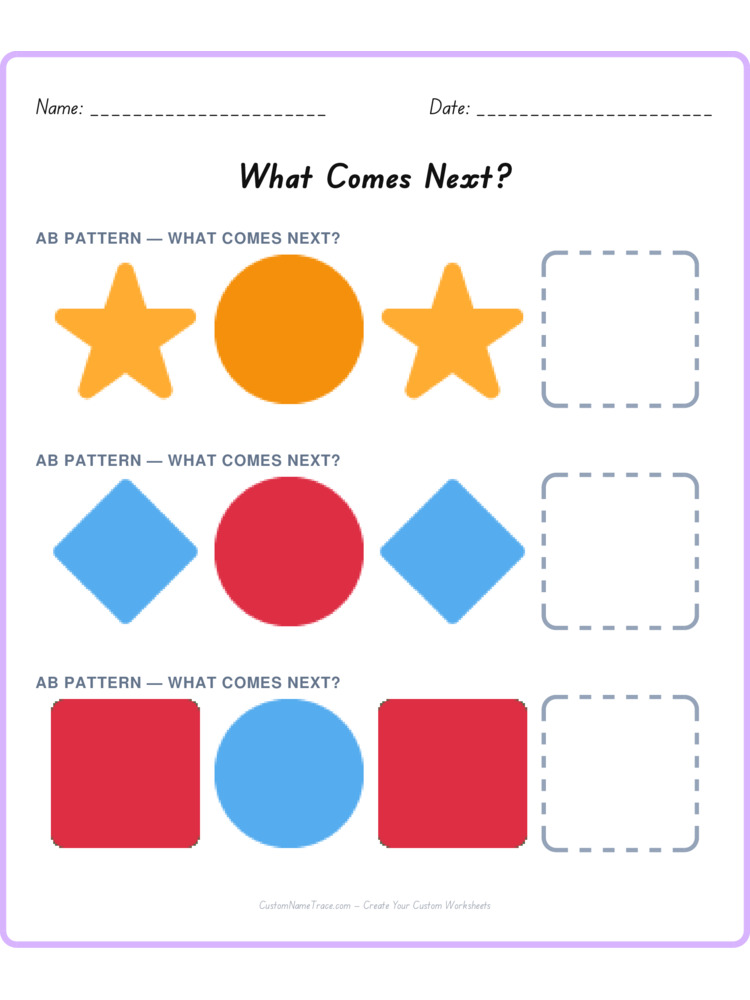 Mixed Review pattern worksheet 144 for kids