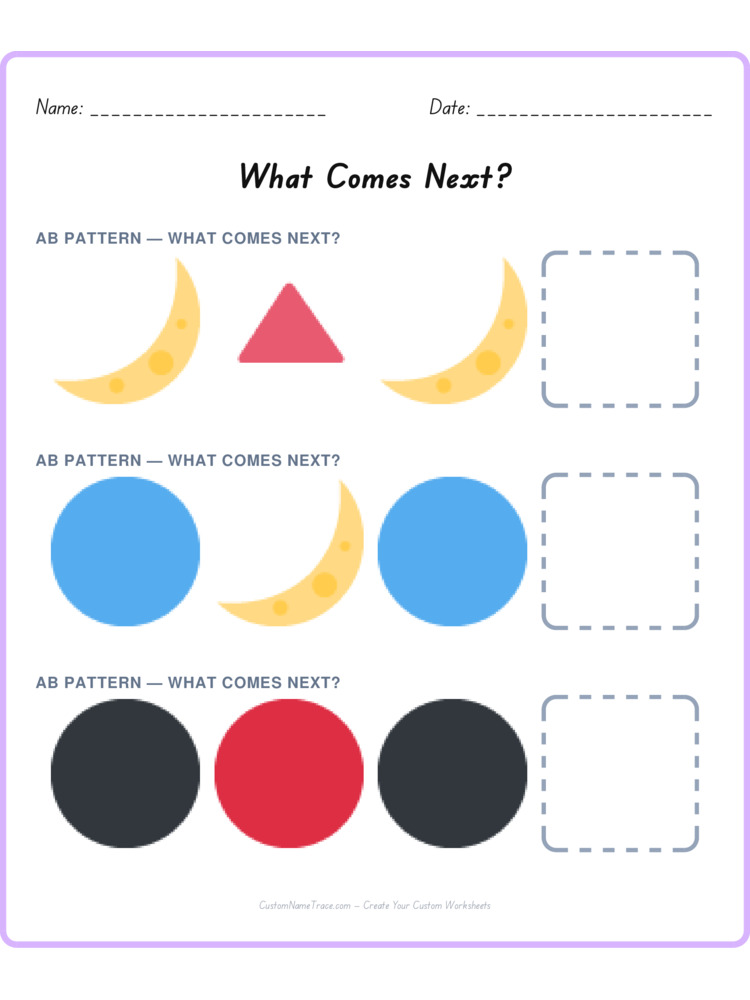 Mixed Review pattern worksheet 145 for kids