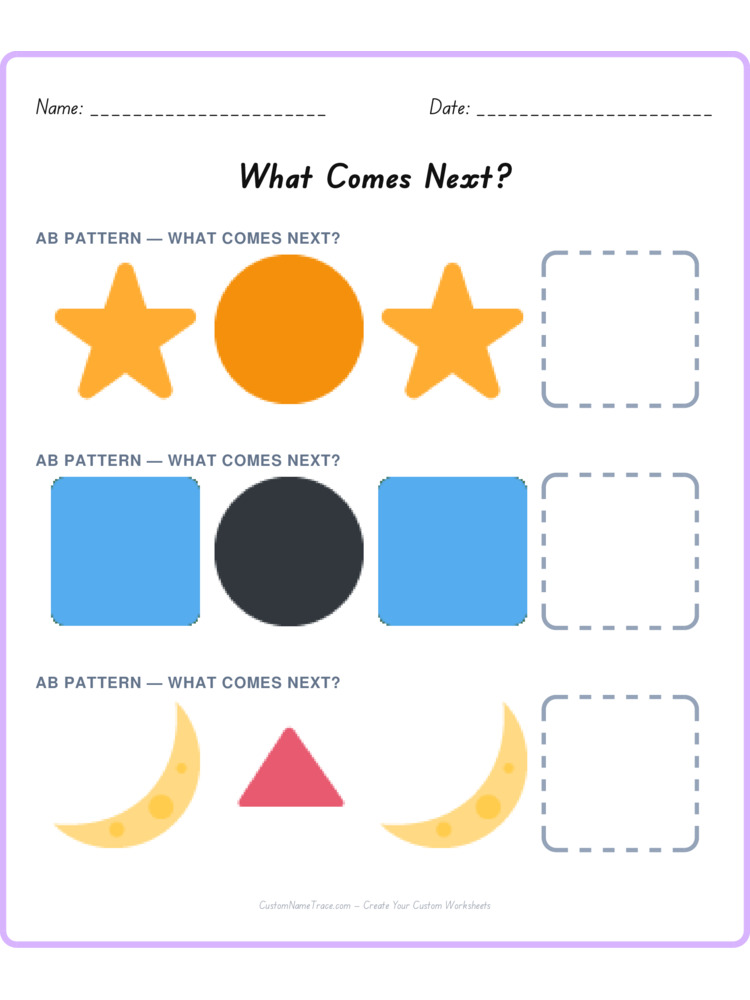 Mixed Review pattern worksheet 151 for kids