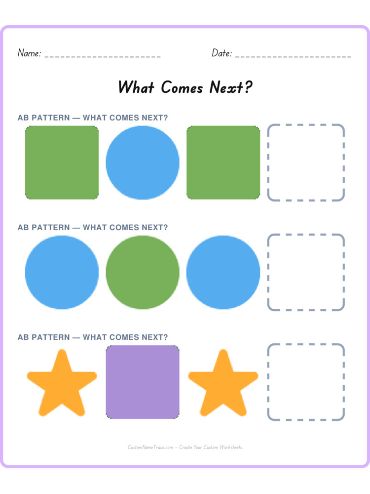 Mixed Review pattern worksheet 154 for kids