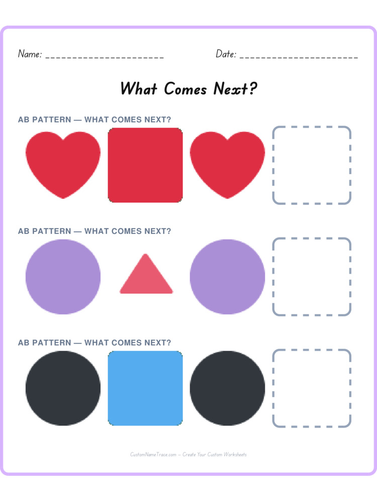 Mixed Review pattern worksheet 158 for kids