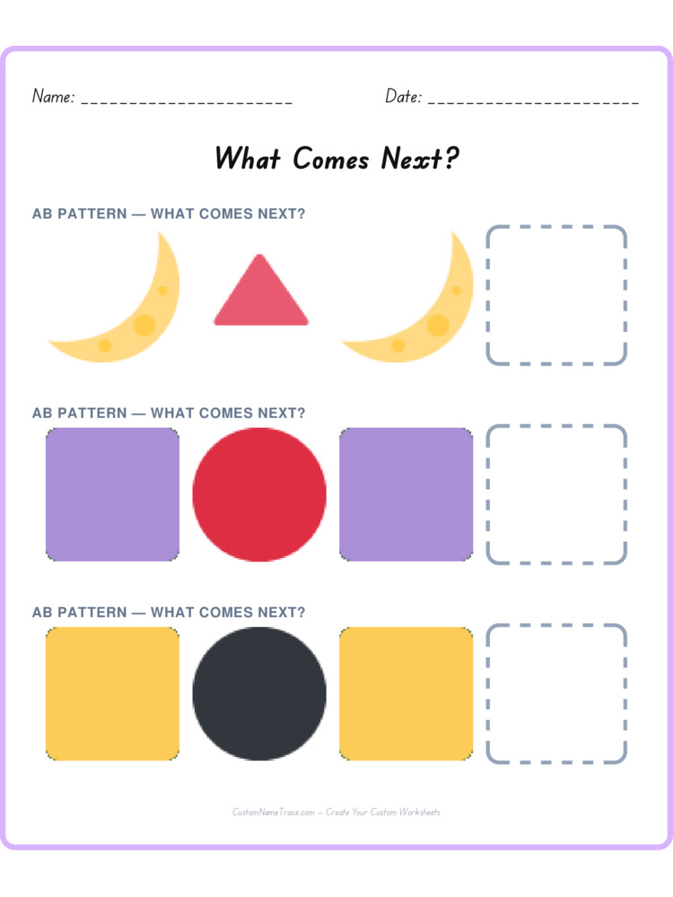 Mixed Review pattern worksheet 16 for kids