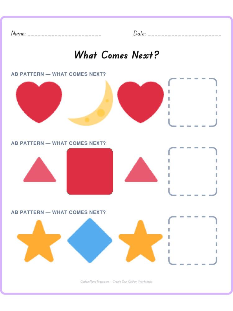 Mixed Review pattern worksheet 160 for kids