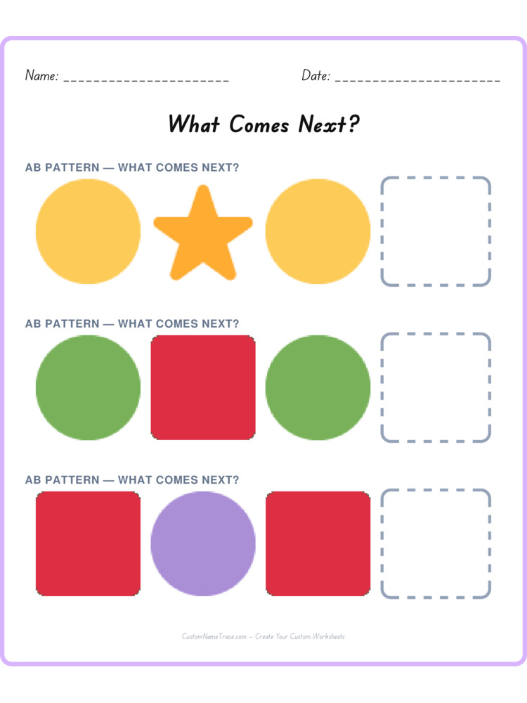 Mixed Review pattern worksheet 17 for kids