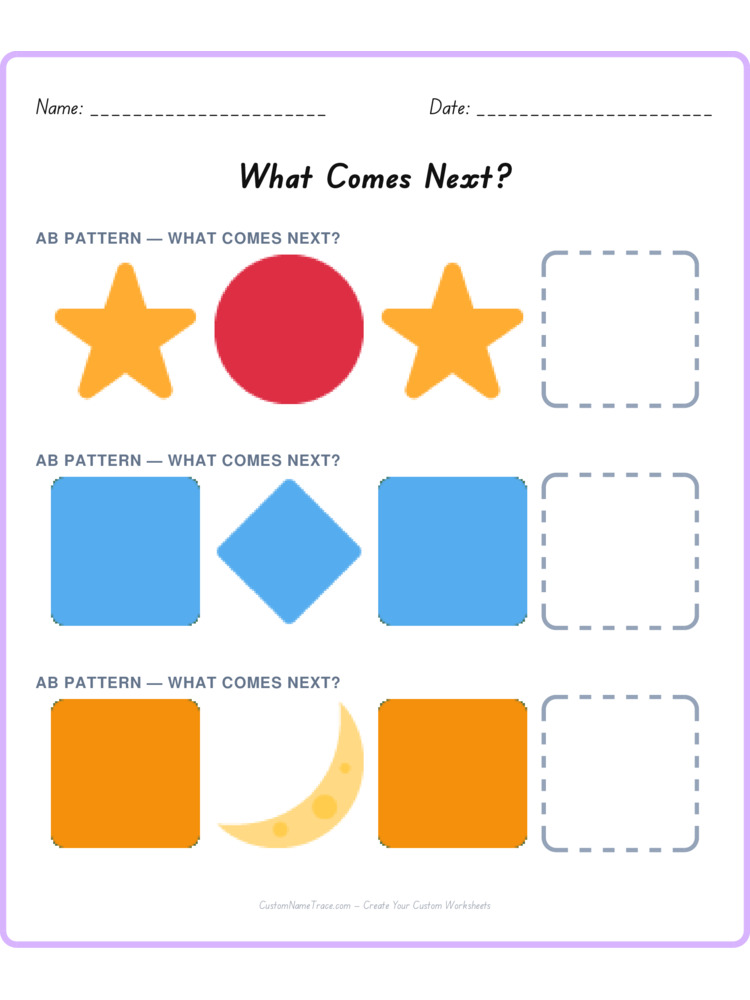 Mixed Review pattern worksheet 172 for kids