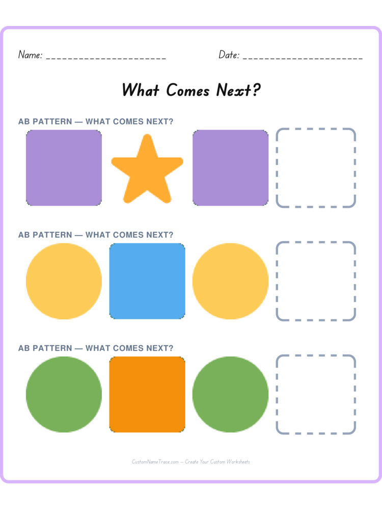Mixed Review pattern worksheet 174 for kids