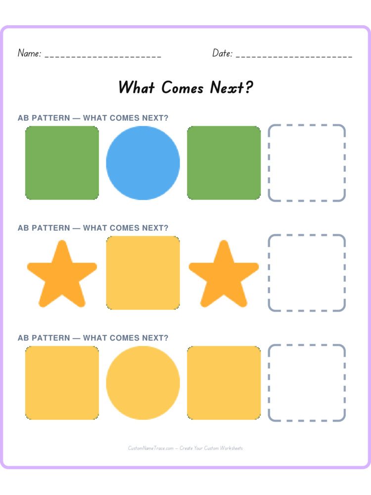 Mixed Review pattern worksheet 18 for kids