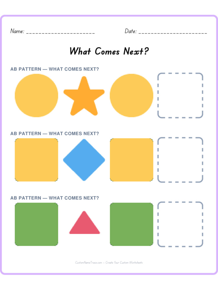 Mixed Review pattern worksheet 186 for kids