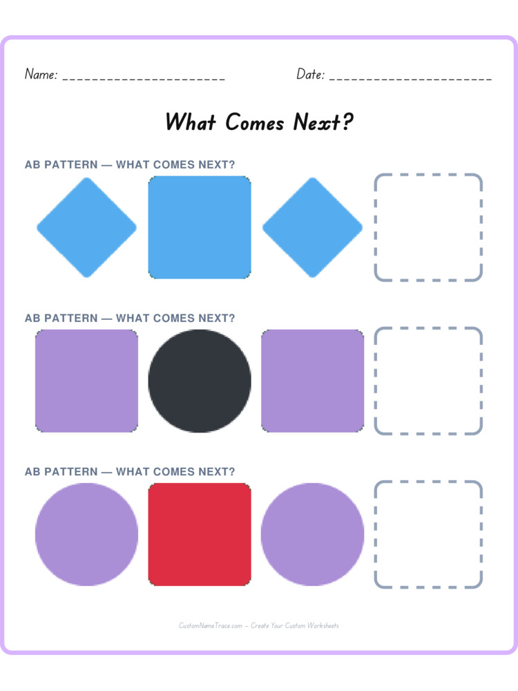 Mixed Review pattern worksheet 188 for kids