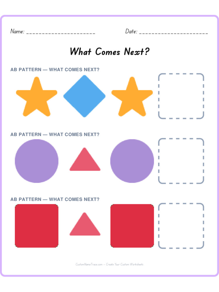 Mixed Review pattern worksheet 19 for kids