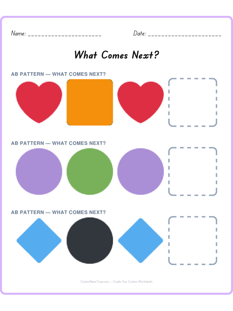 Mixed Review pattern worksheet 190 for kids