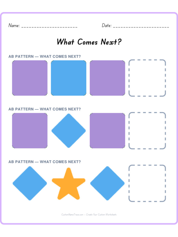 Mixed Review pattern worksheet 2 for kids