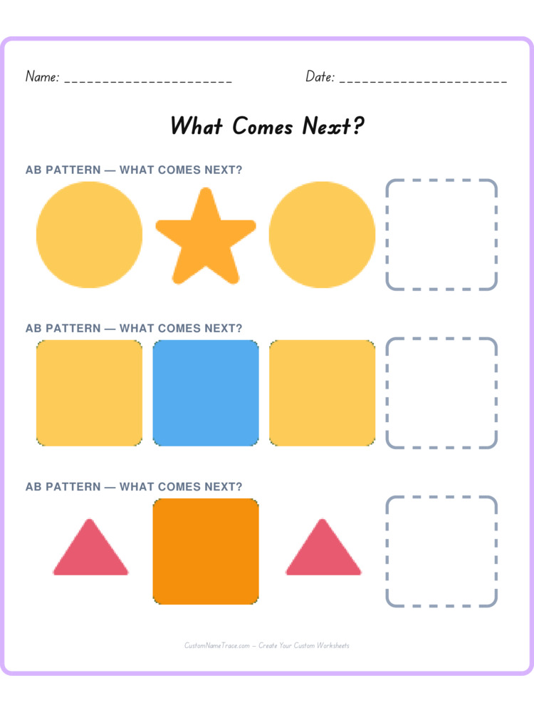 Mixed Review pattern worksheet 201 for kids
