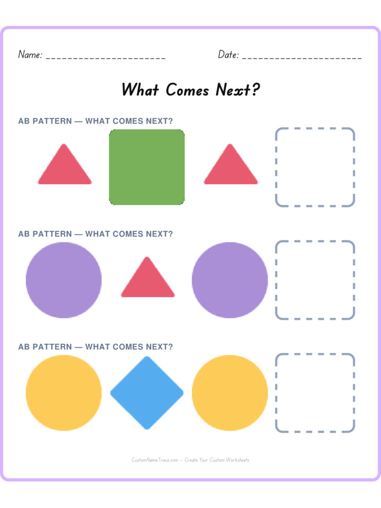 Mixed Review pattern worksheet 202 for kids