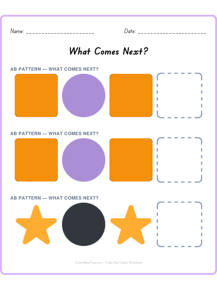 Mixed Review pattern worksheet 204 for kids