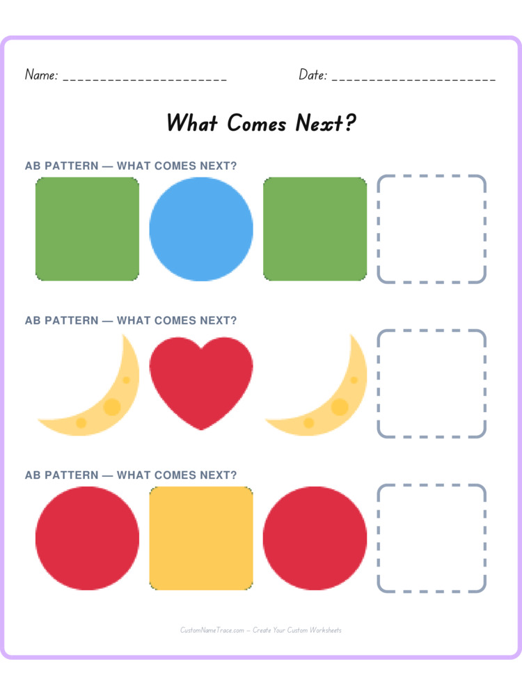 Mixed Review pattern worksheet 206 for kids